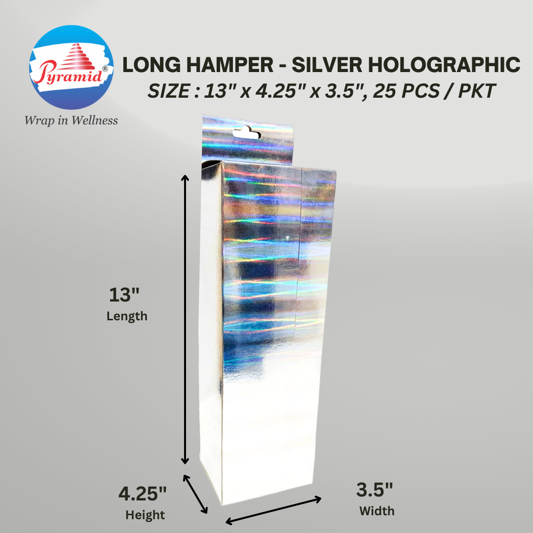 Tall GIFT HAMPERS SIZE : 13" x 4.25" x 3.5" (LxWxH) PACKING = 25 PCS/PKT