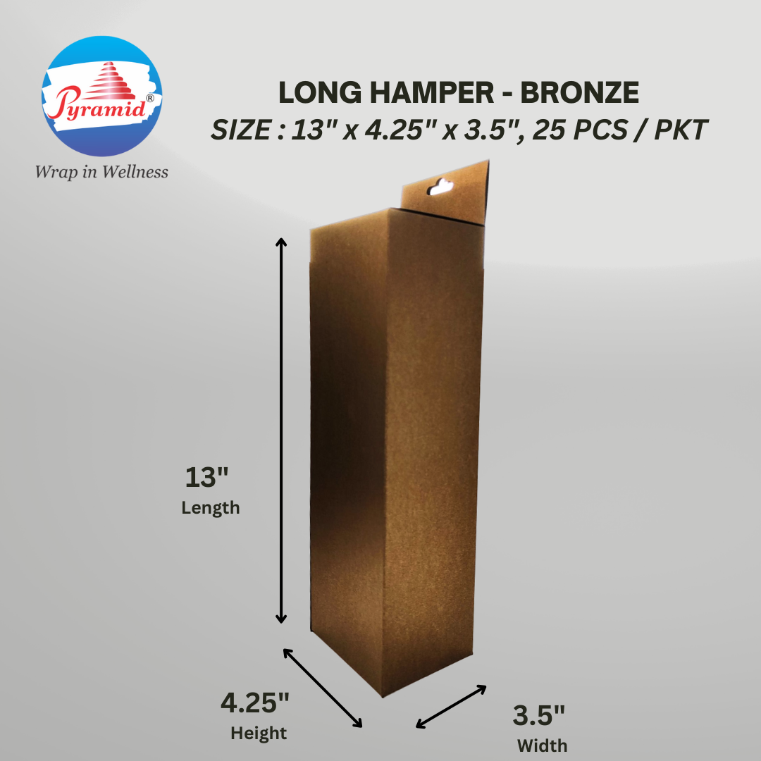 Tall GIFT HAMPERS SIZE : 13" x 4.25" x 3.5" (LxWxH) PACKING = 25 PCS/PKT