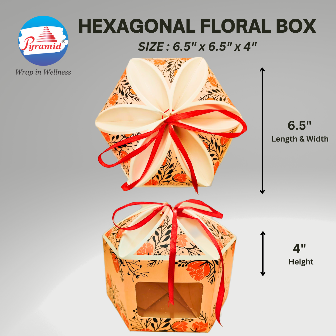 HEXAGONAL GIFT HAMPER 10PCS IN ONE PACK FLORAL