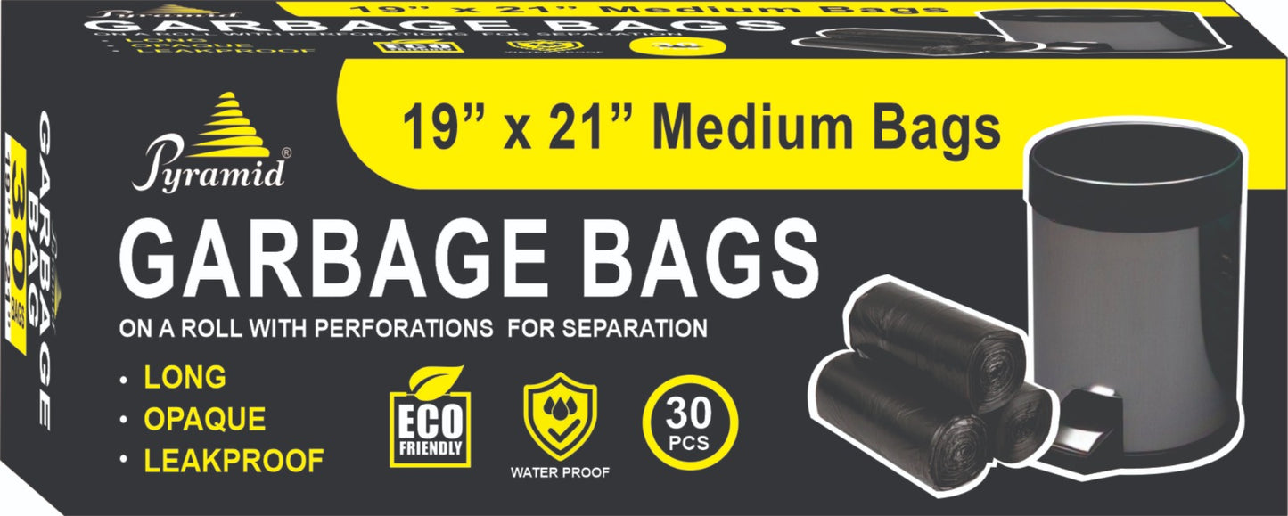 GARBAGE BAGS MEDIUM 30 PCS/BOX, SIZE-19"X21"