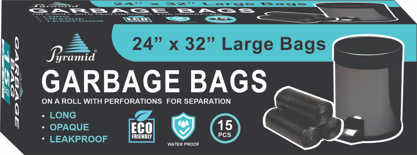 GARBAGE BAGS LARGE 15 PCS/BOX, SIZE-24"X32"