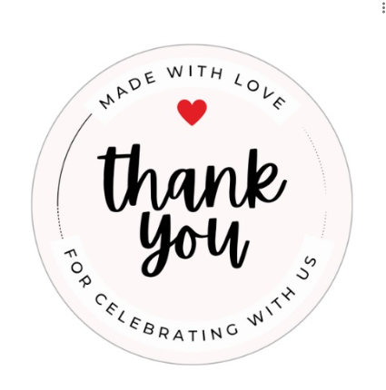 Thank You Stickers Size = 50 X 50 mm ( 48 Pcs / Pkt )