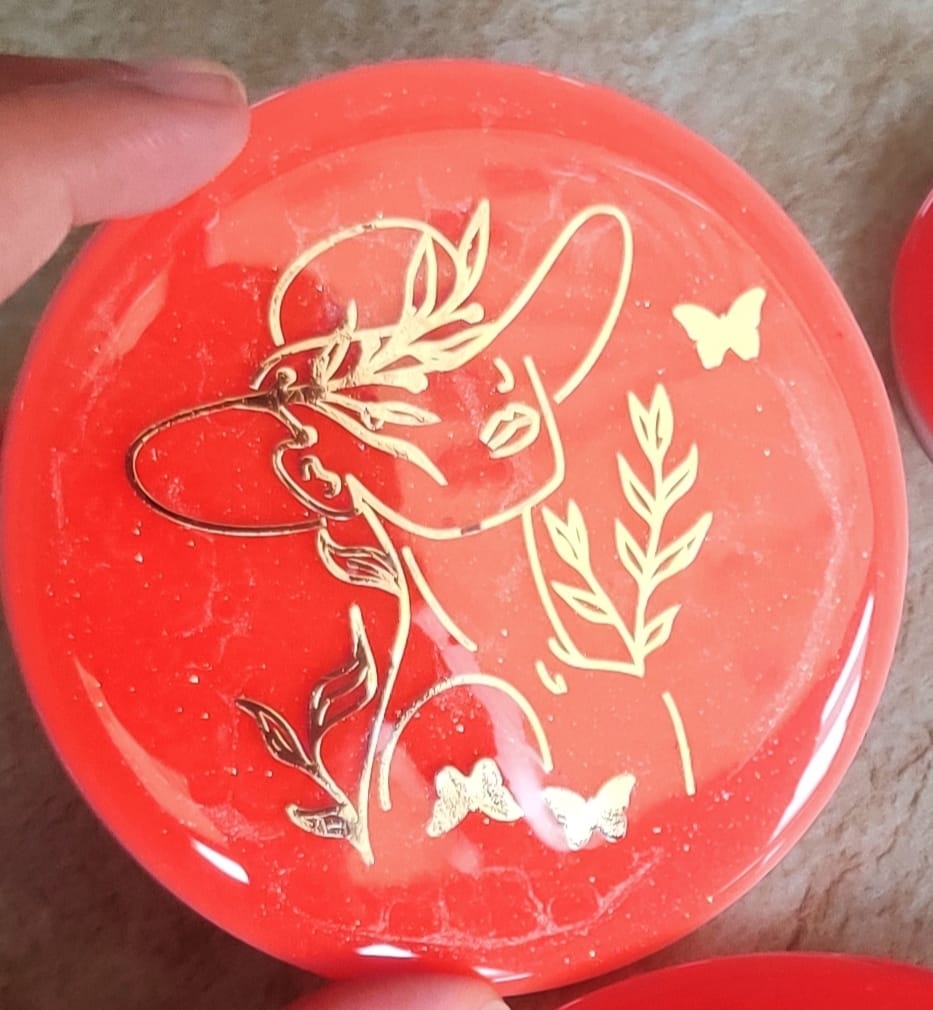RESIN COASTER 4" ROUND WITH BOX ( female )