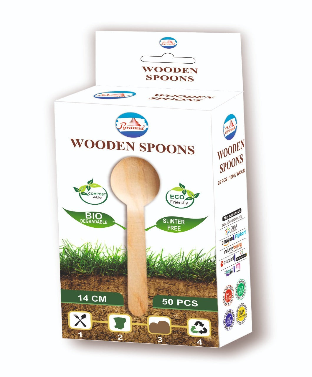 WOODEN SPOONS 14 CM, 50 PCS / BOX