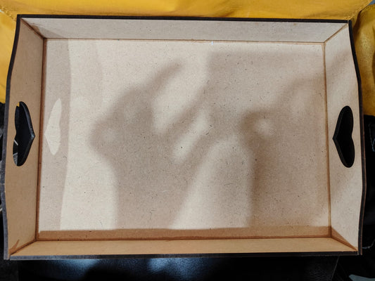MDF TRAY ( Heart shape handles ) 15" X 10" x 3"