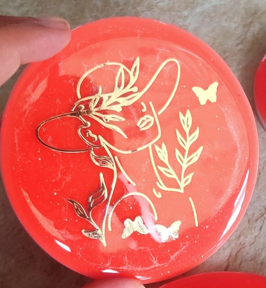 RESIN COASTER  4" ROUND WITH BOX ( female )