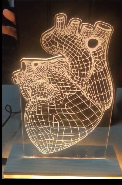 LED LIGHT WITH BOX & ADAPTER  ( HEART SMALL SIZE 6.5" X 5")