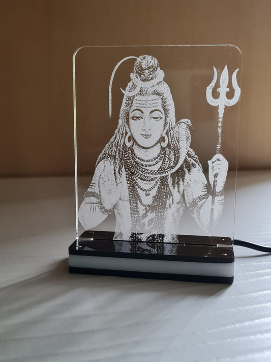 LED LIGHT WITH BOX & ADAPTER  ( SHIV JI BIG SIZE 8.5" X 6.5" )