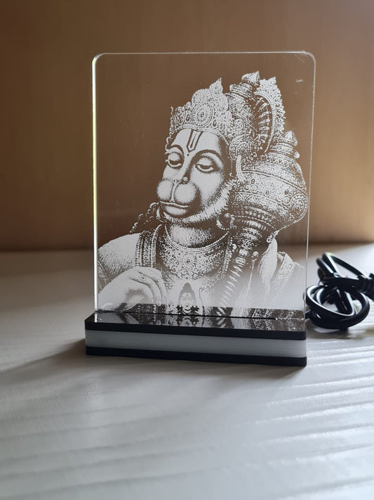 LED LIGHT WITH BOX & ADAPTER  ( HANUMAN JI SMALL SIZE 6.5" X 5")