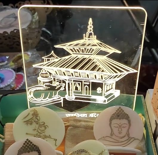 LED LIGHT WITH BOX & ADAPTER  ( PASHUPATINATH TEMPLE BIG SIZE 8.5" X 6.5" )