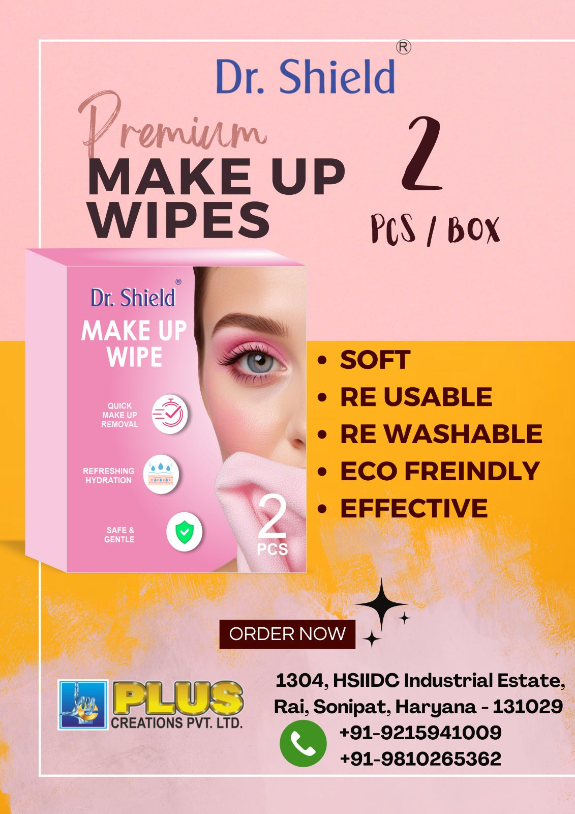 Dr Shield MAKE UP WIPES Combo Pack ( Total 4 pcs - Pack OF 2 Boxes )