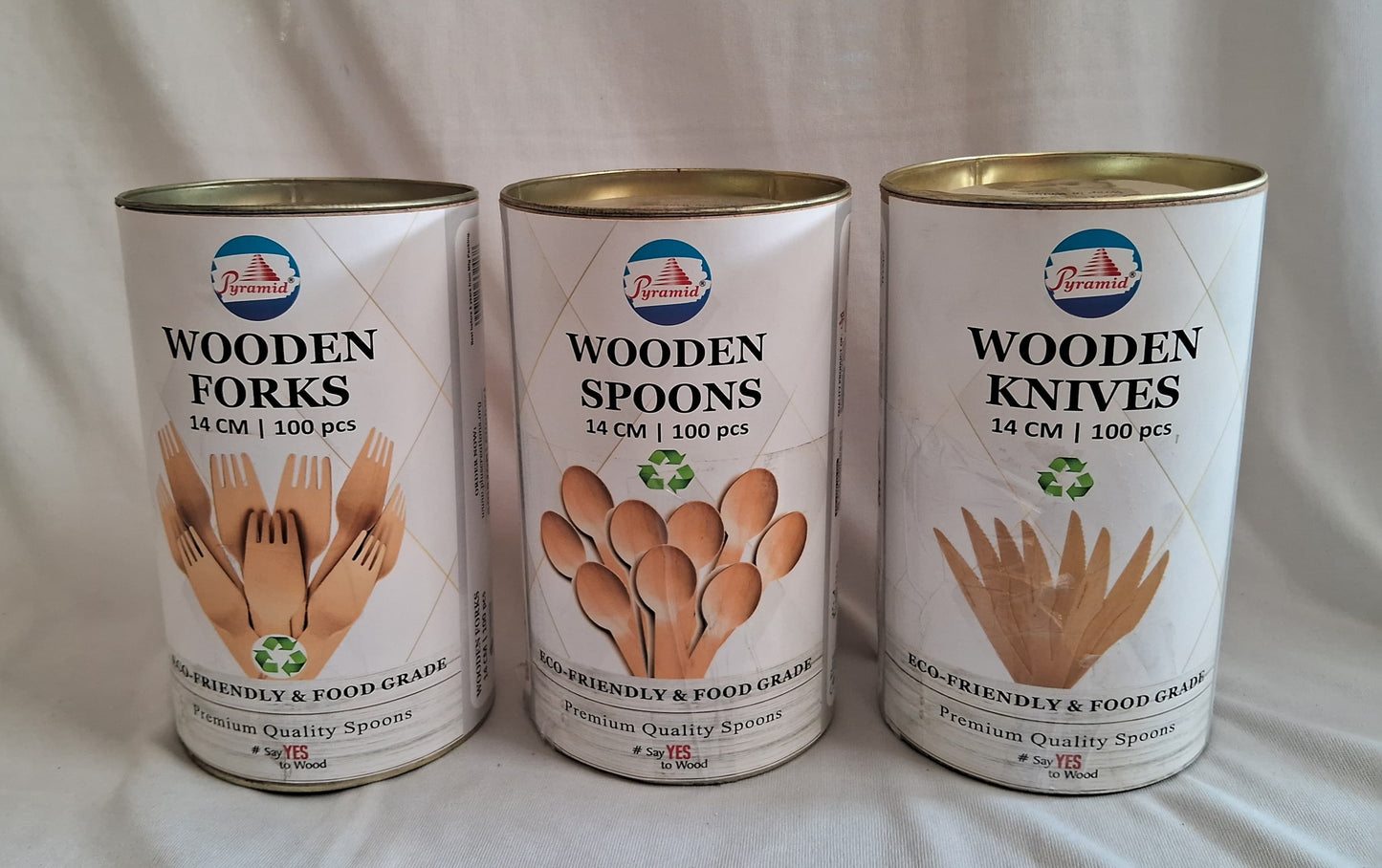 WOODEN CUTLERY - COMPOSITE CONTAINER ( 14 CM, 100 PCS )
