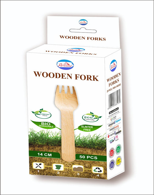 WOODEN FORKS 14 CM, 50 PCS  / BOX