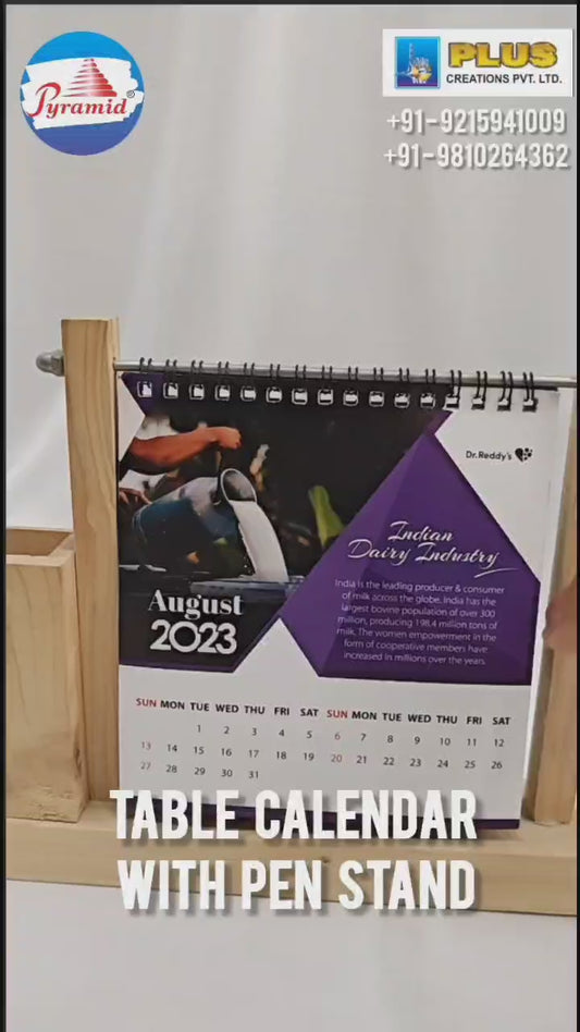 TABLE CALENDAR WITH PEN STAND